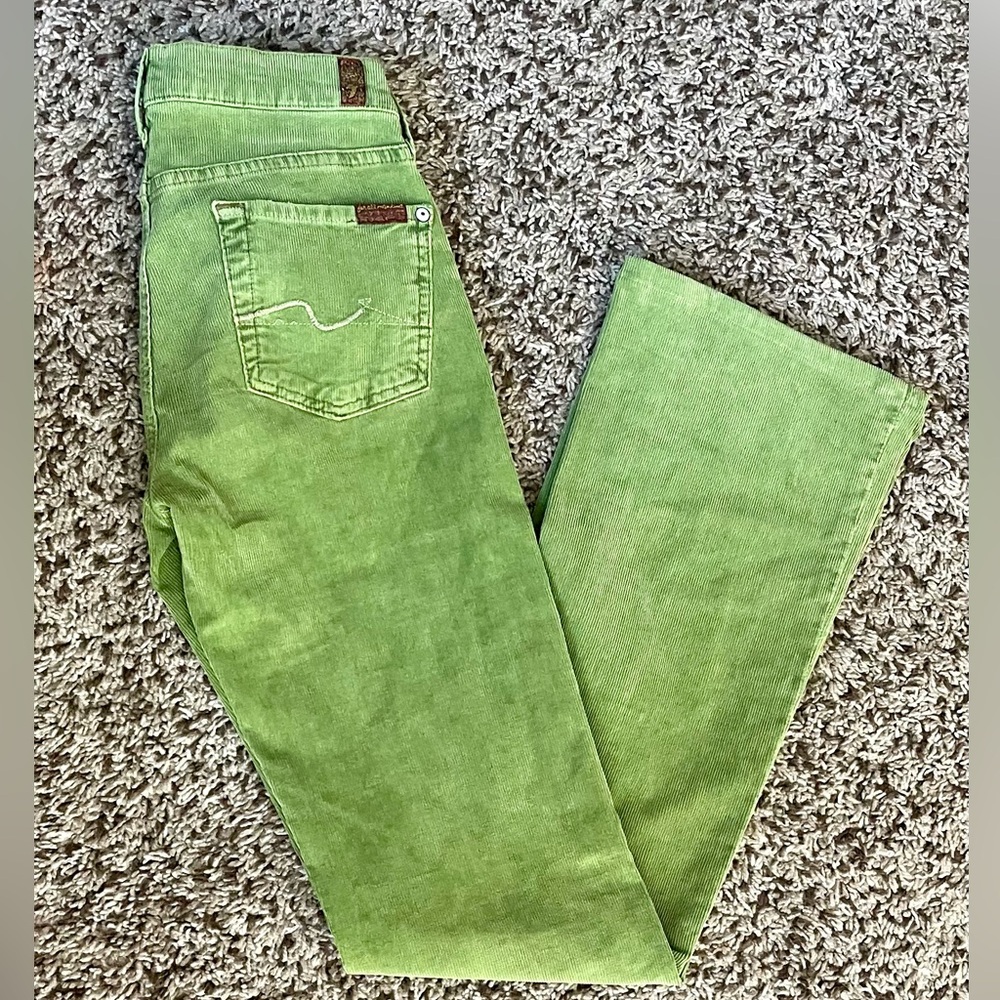7 For All Mankind Vibrant Green Boot Cut Corduroy Jeans